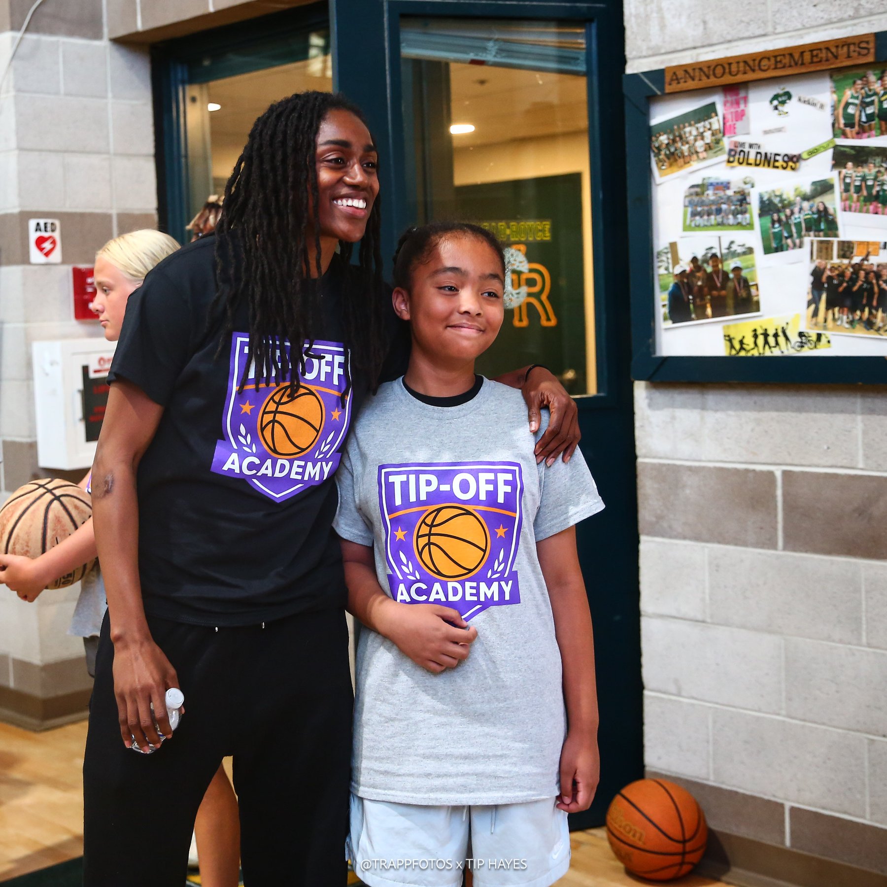 Youth at a basketball camp run by Tiffany Hayes